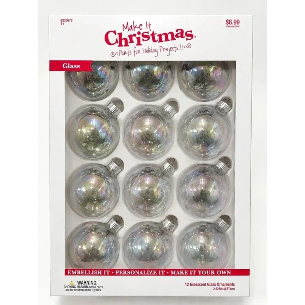 3 packs Make It Christmas Glass Ornaments –35Count – New in Box